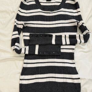 Hooked Up by IOT Glack and White Striped Sweater